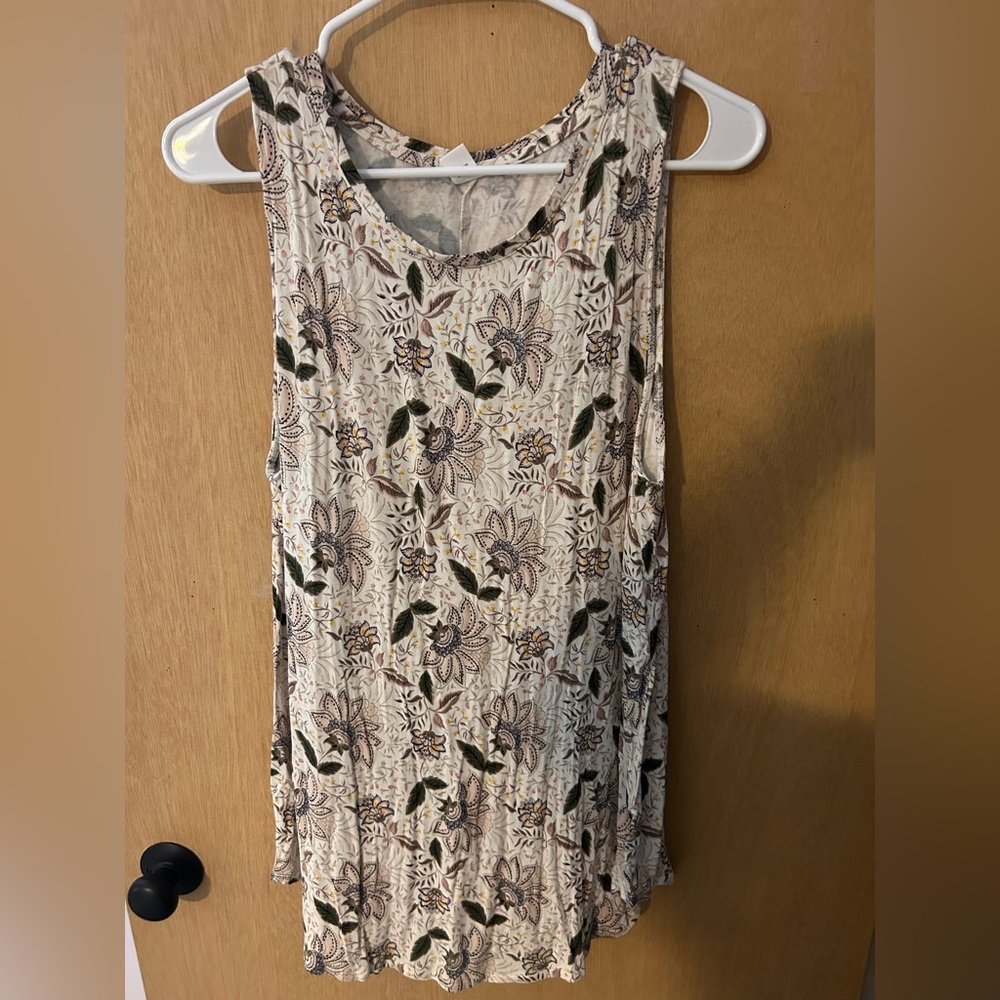 Old Navy Luxe Floral Top - Cream and Green